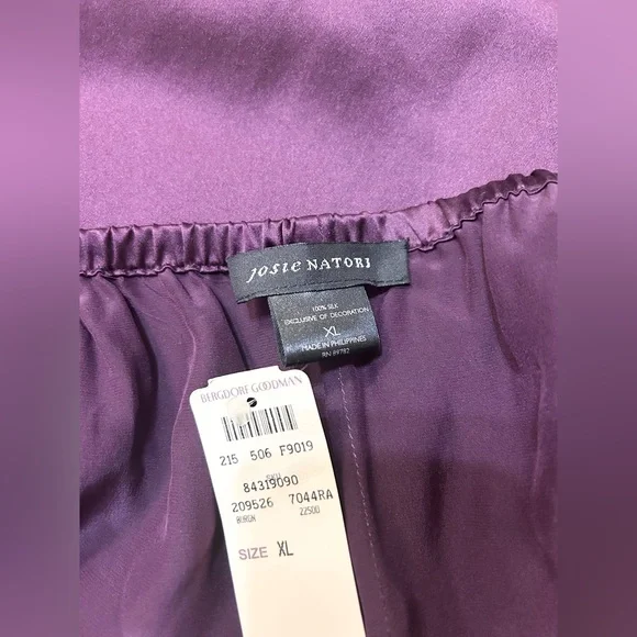 JOSIE NATORI Purple Silk Pants With Pleated Waistband - Picture 5 of 5